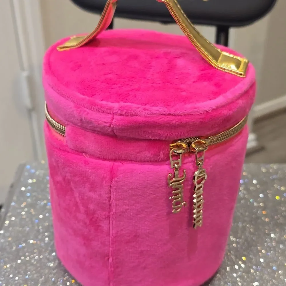 Juicy Couture‎ Rhinestone Logo Velour Cylinder Cosmetic Bag